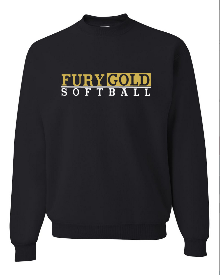 Fury Gold – Fury Gold Softball – Black Crewneck