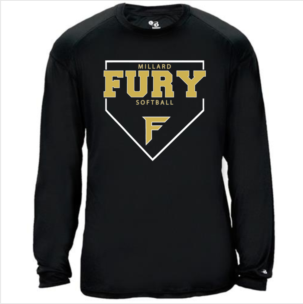 Fury Gold - Home Plate/White - Black Performance Long Sleeve