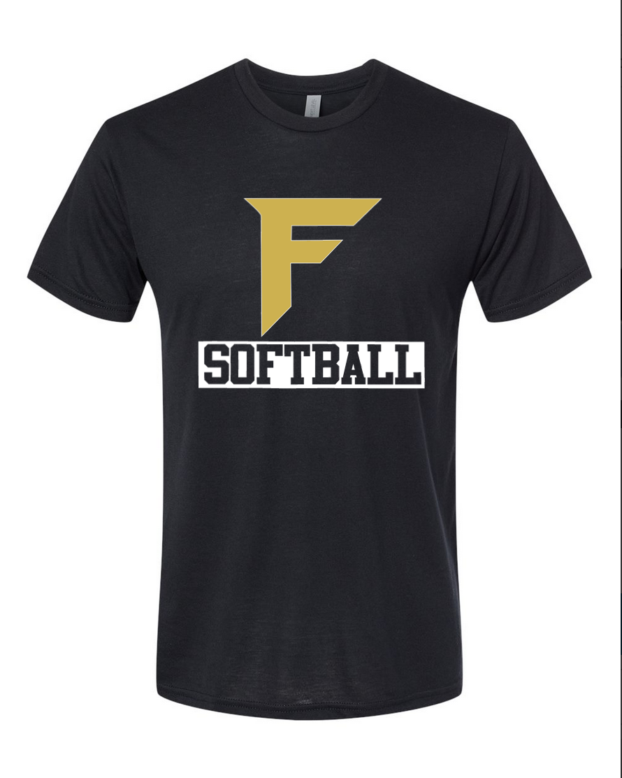 Fury Gold – F Softball/White – Black T-Shirt