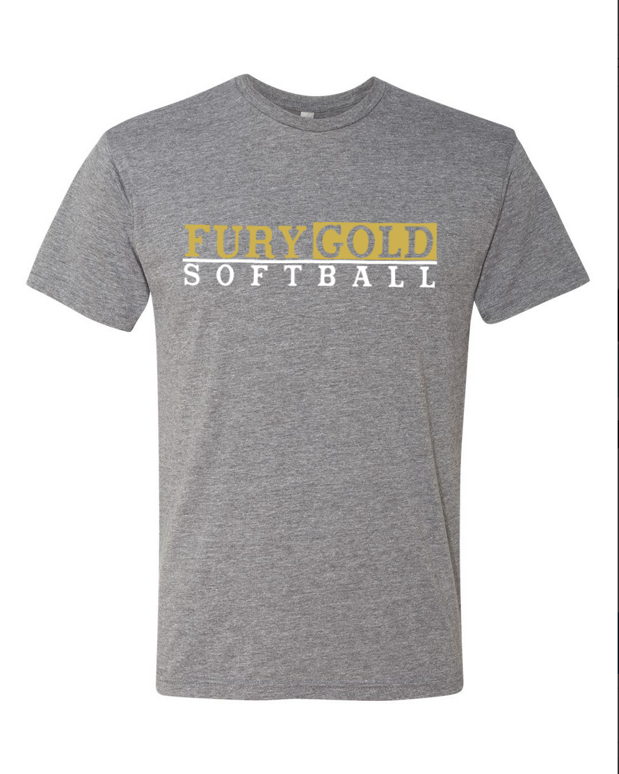 Fury Gold – Fury Gold Softball/White – Gray T-shirt