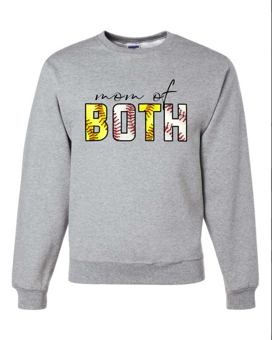 Mom of Both – Gray Crewneck