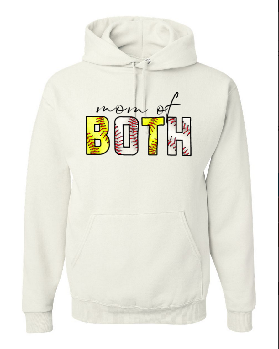 Mom of Both – White Hoodie