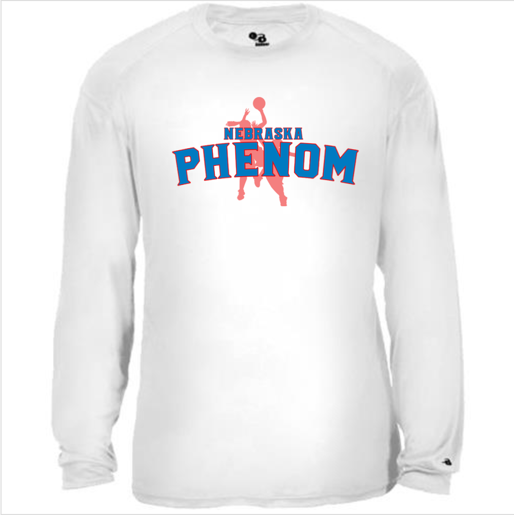 Phenom Logo – White Performance Long Sleeve