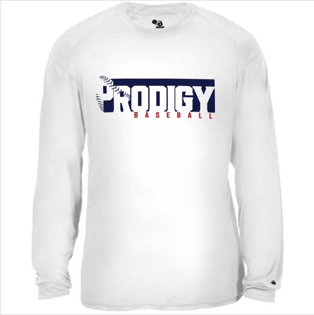 Prodigy Baseball – White Performance Long Sleeve