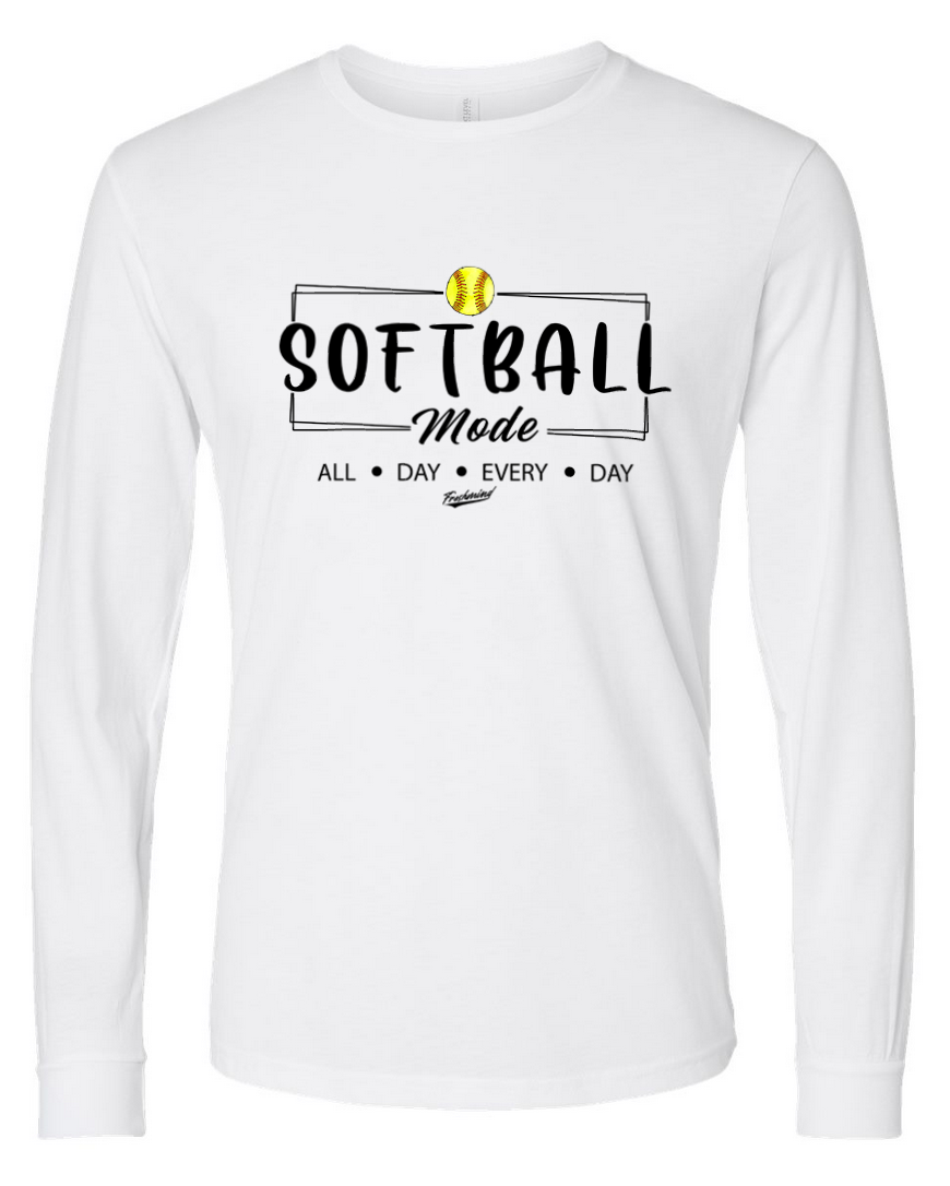Softball Mode – White Long Sleeve