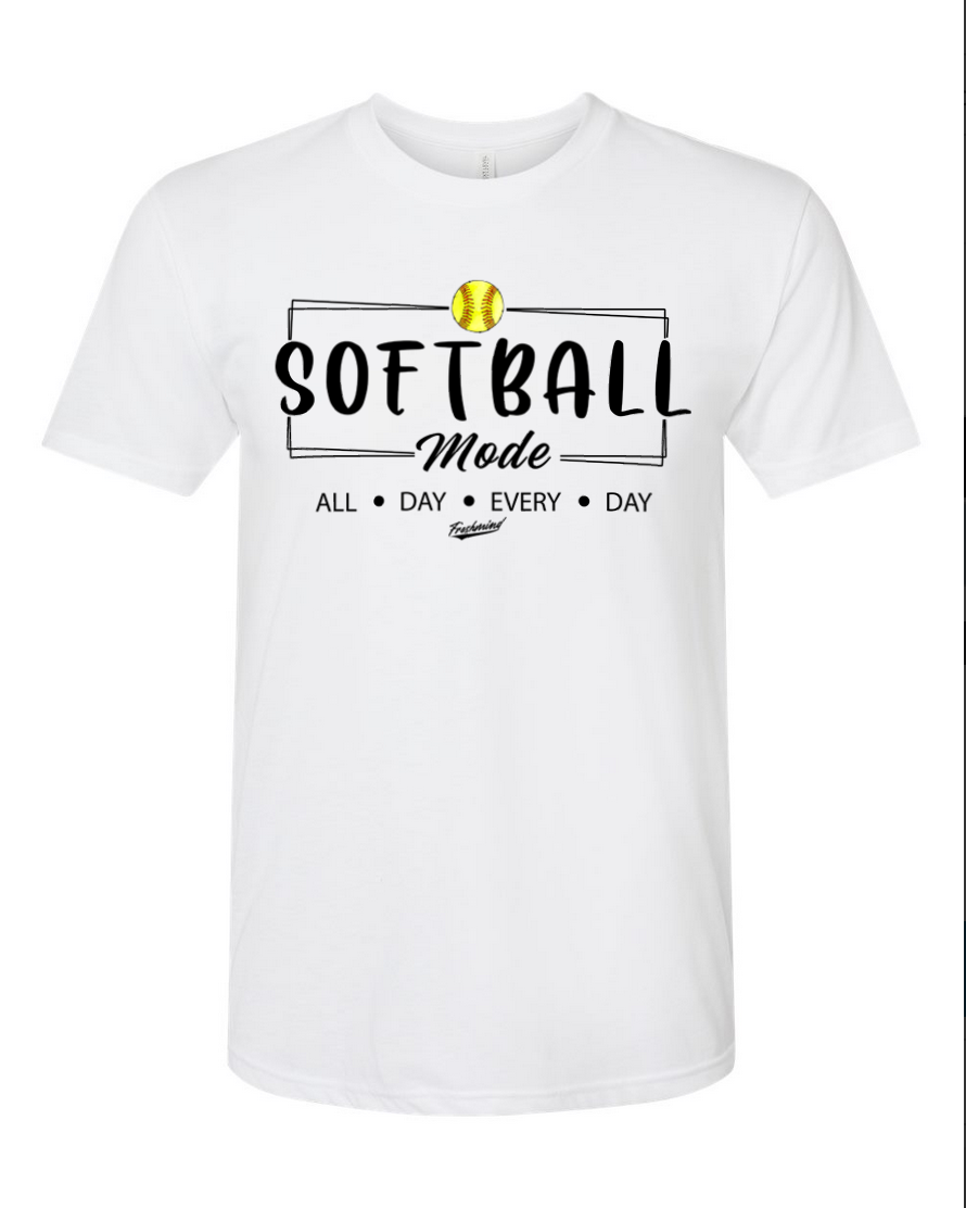 Softball Mode – White T-Shirt