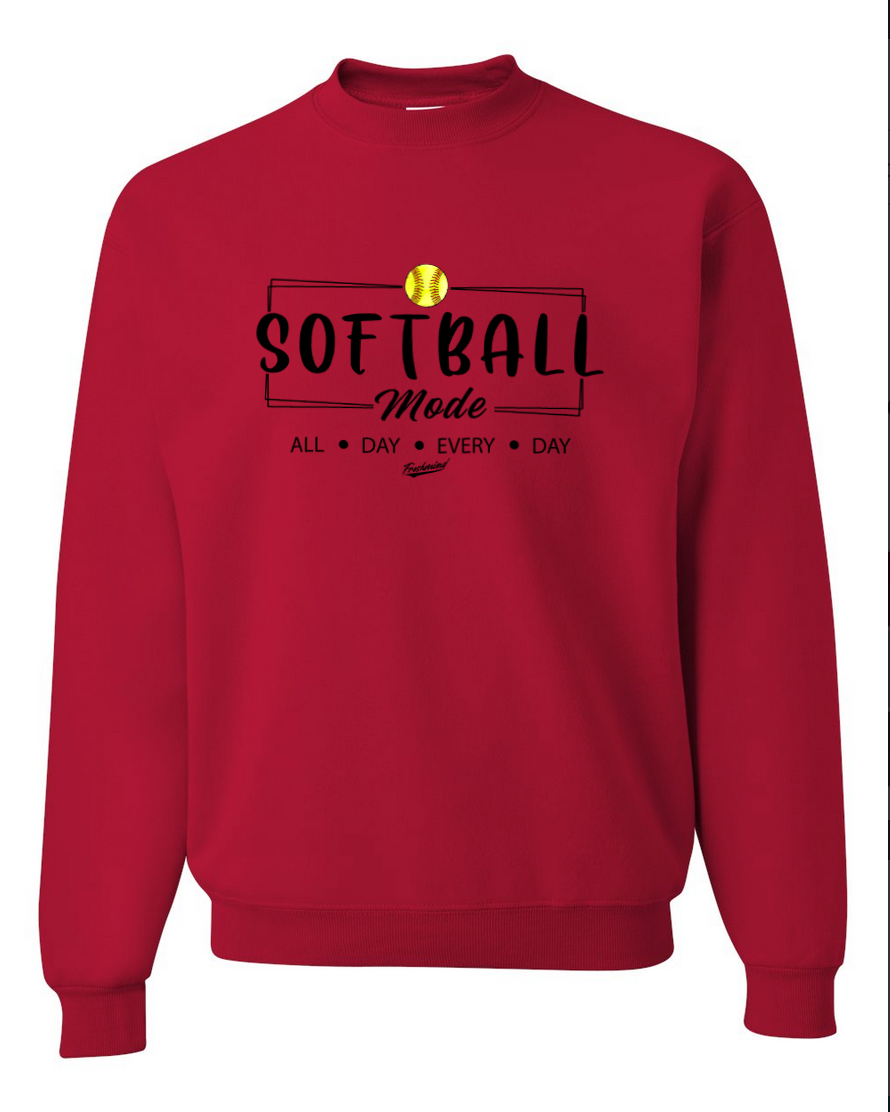 Softball Mode/Black – Red Crewneck