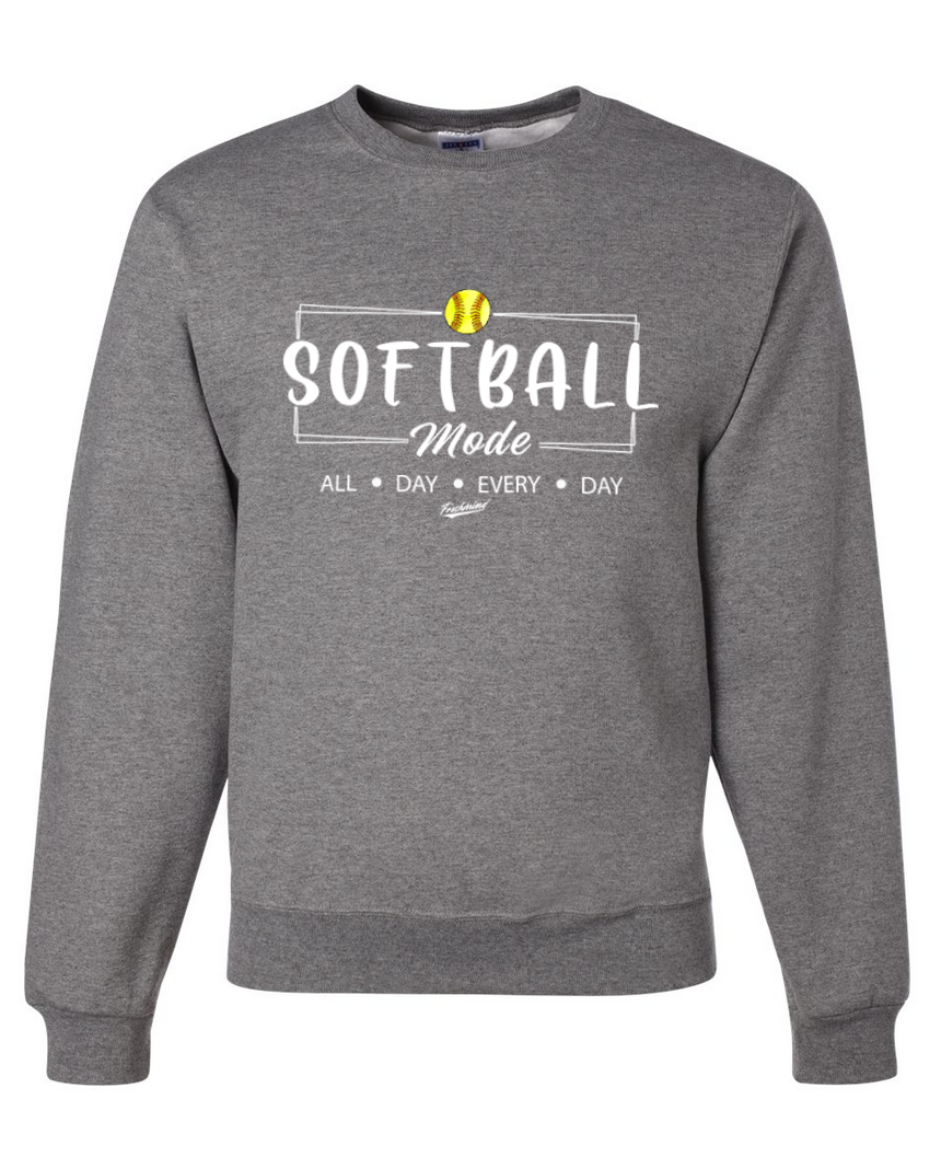 Softball Mode/White – Dark Gray Crewneck