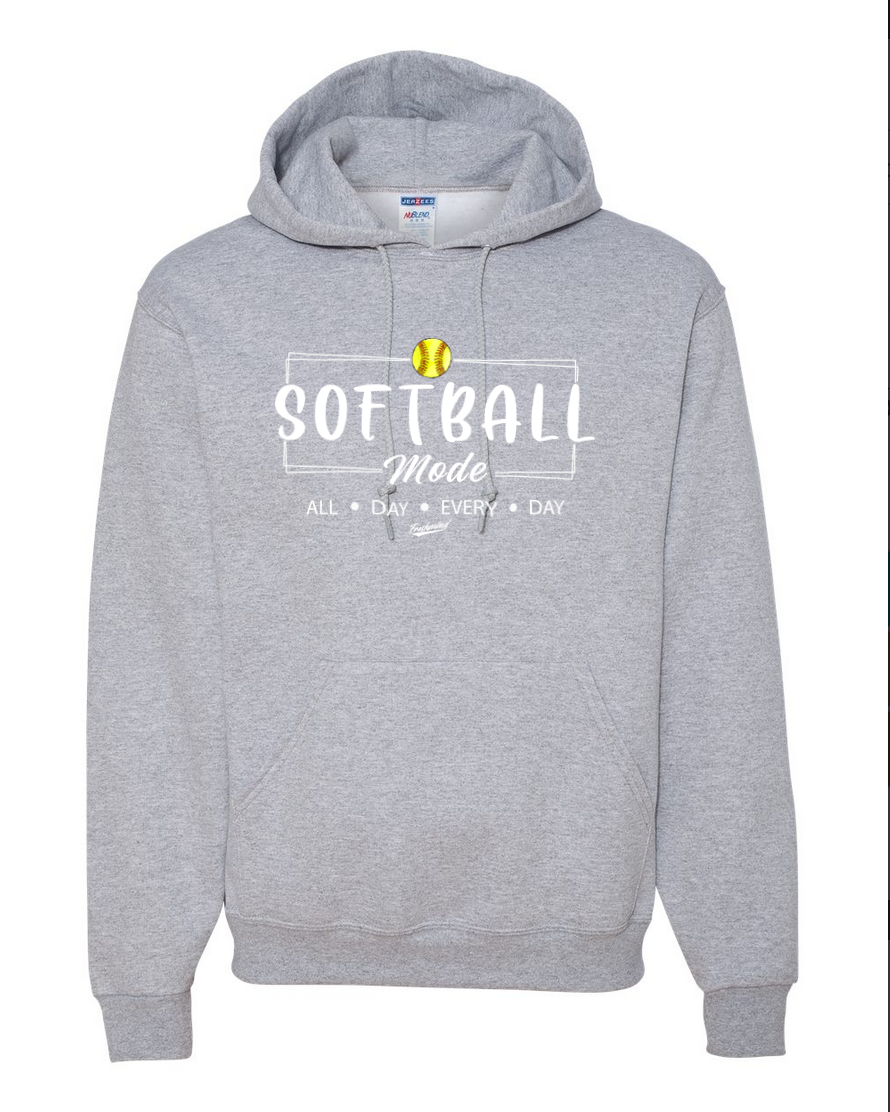 Softball Mode/White – Gray Hoodie