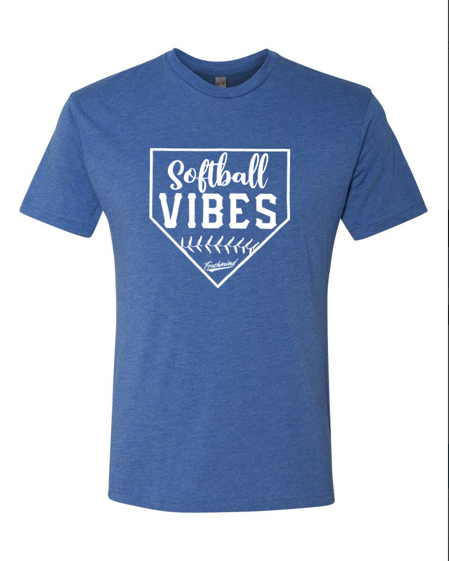 Softball Vibes/White – Vintage Blue