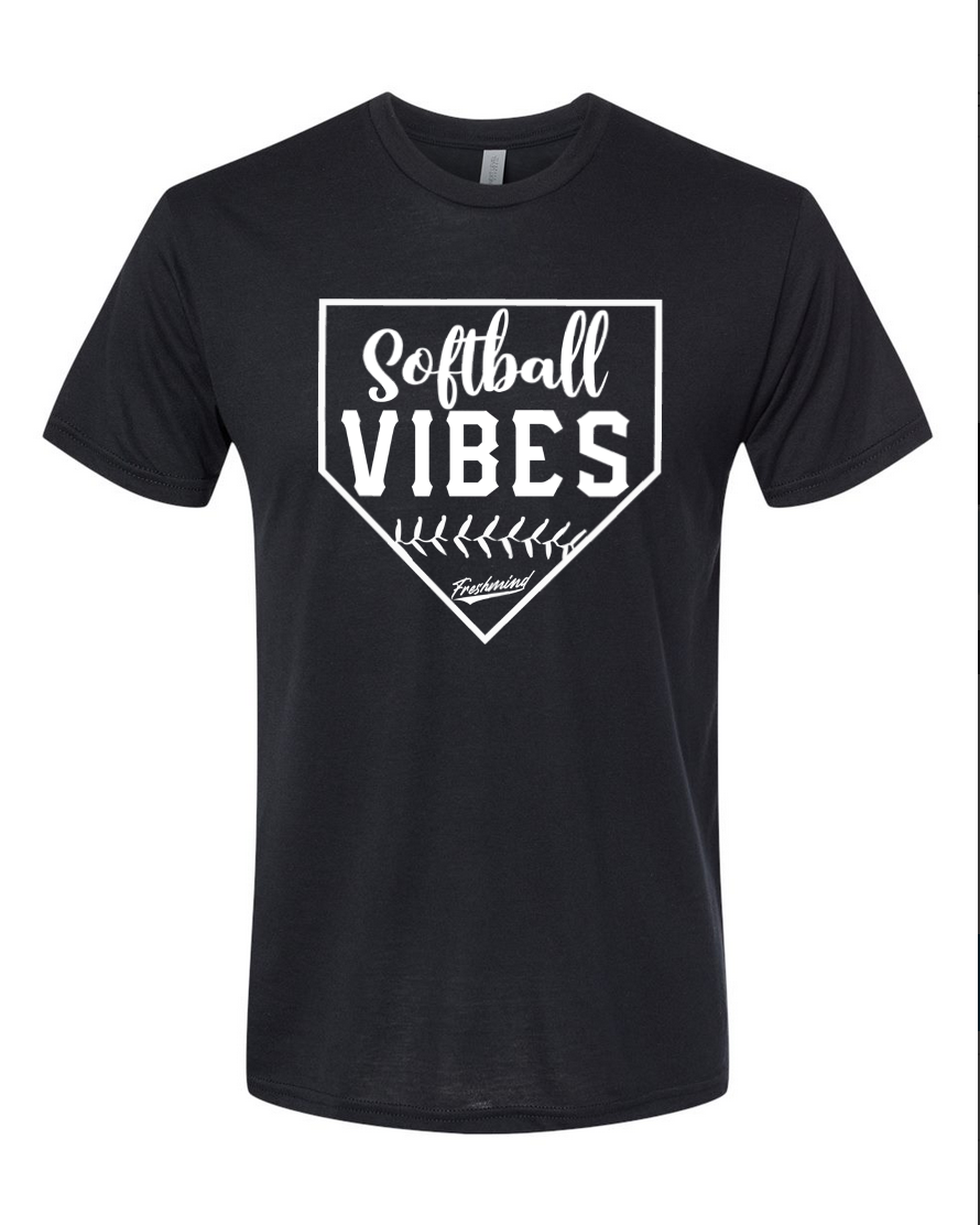 Softball Vibes – Black T-Shirt