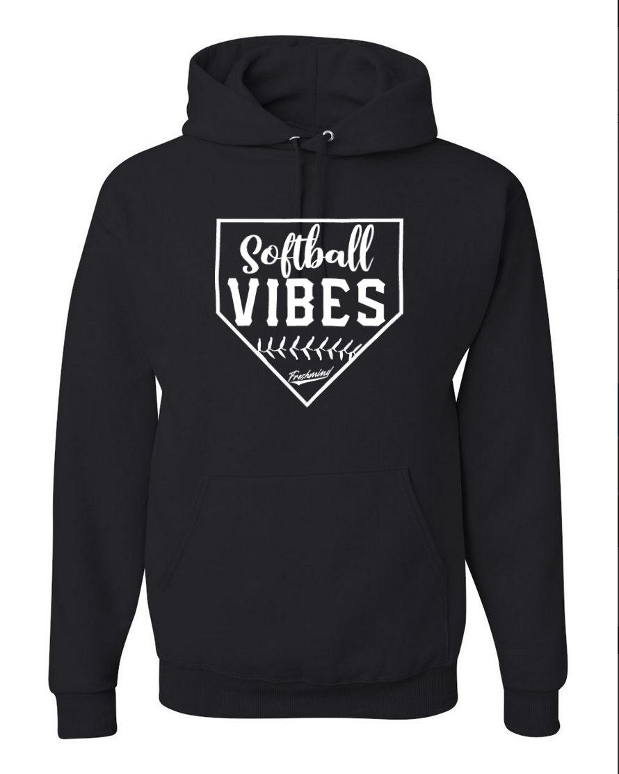 Softball Vibes – Black Hoodie