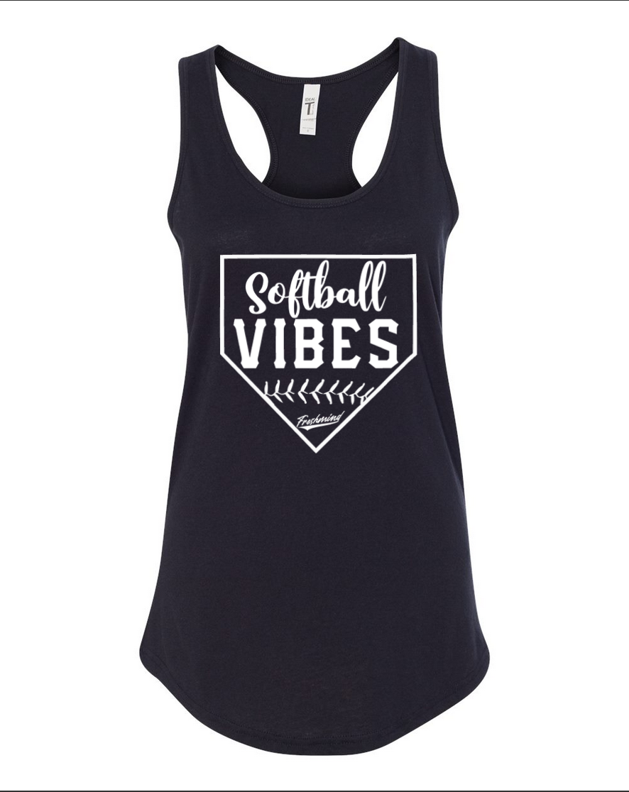 Softball Vibes – Black Tank Top