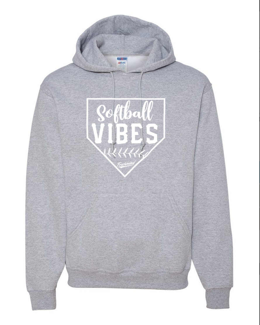 Softball Vibes/White – Gray Hoodie