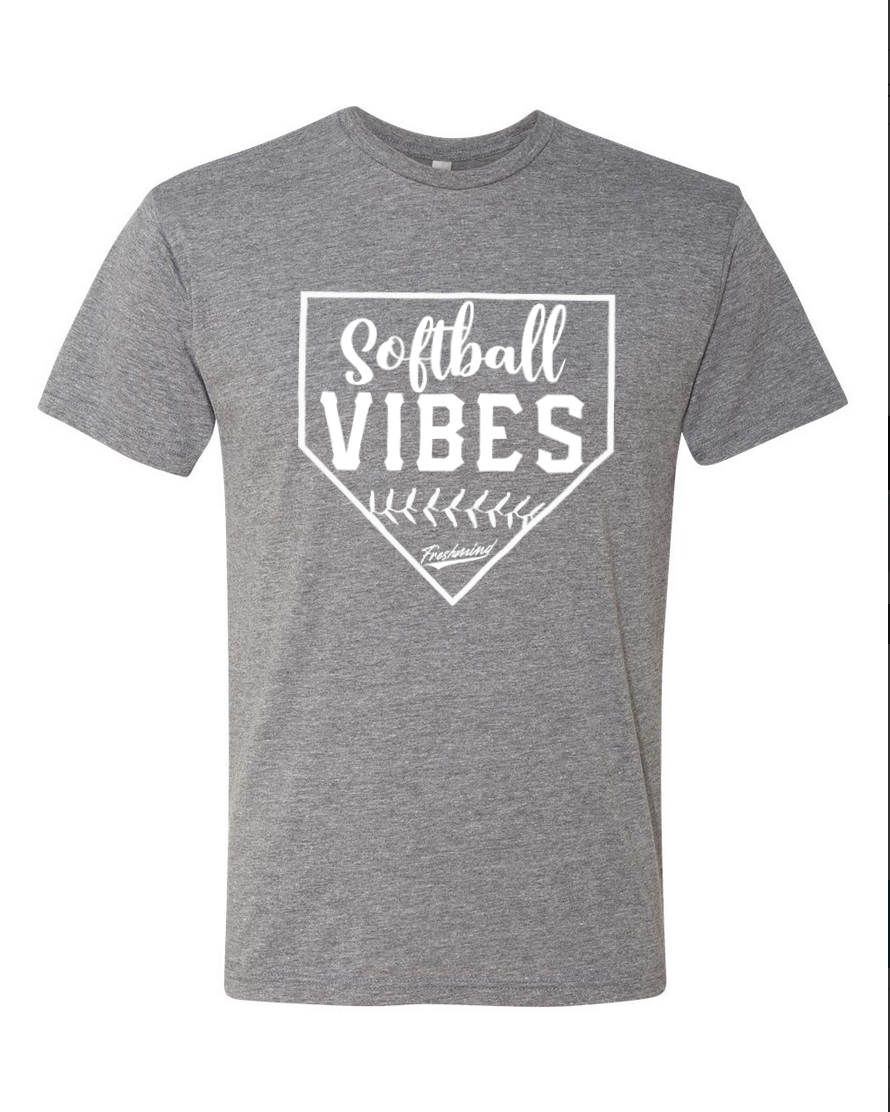 Softball Vibes/White – Gray T-Shirt