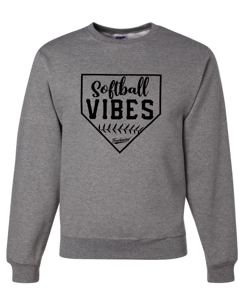 Softball Vibes/Black – Dark Gray Crewneck