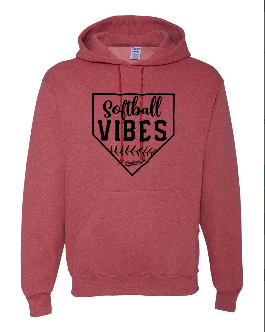 Softball Vibes/Black – Vintage Red Hoodie