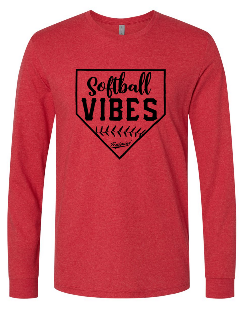 Softball Vibes/Black – Red Long Sleeve