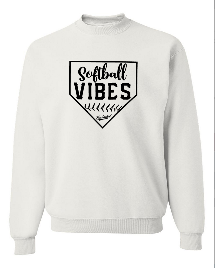 Softball Vibes – White Crewneck