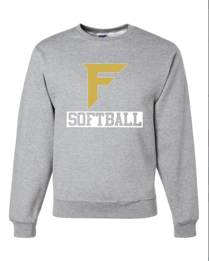 Fury Gold – F Softball/White – Gray Crewneck