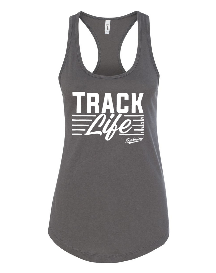 Track Life/White – Dark Gray Tank Top