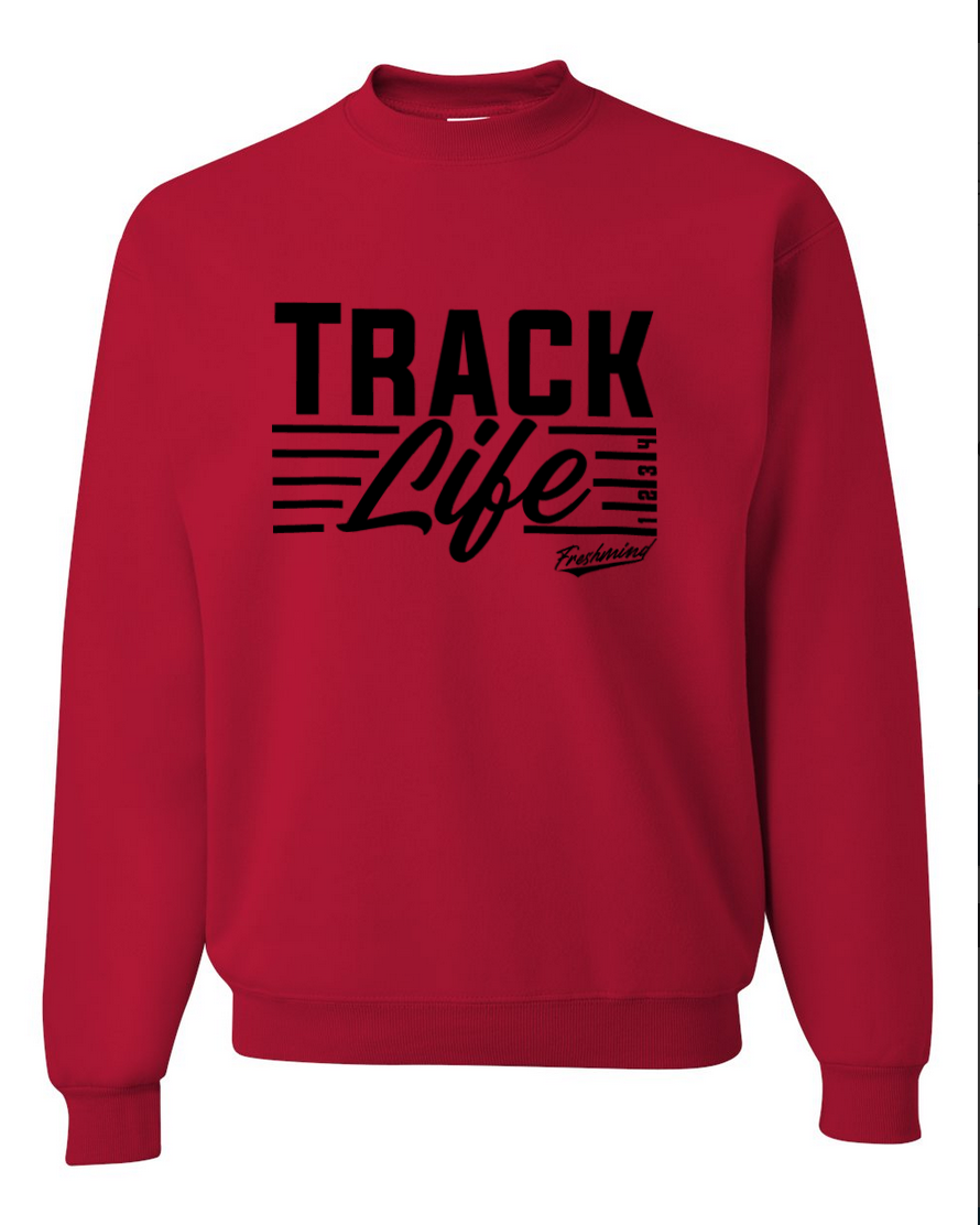 Track Life/Black – Red Crewneck