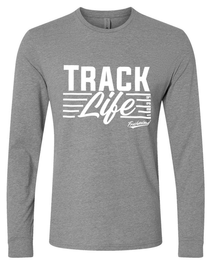 Track Life/White – Gray Long Sleeve