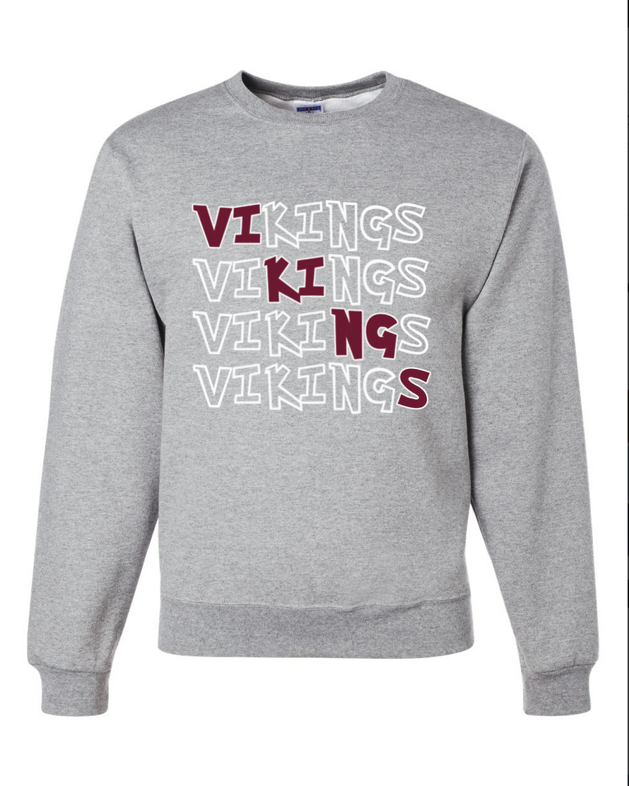 Vikings - Gray Crewneck - White