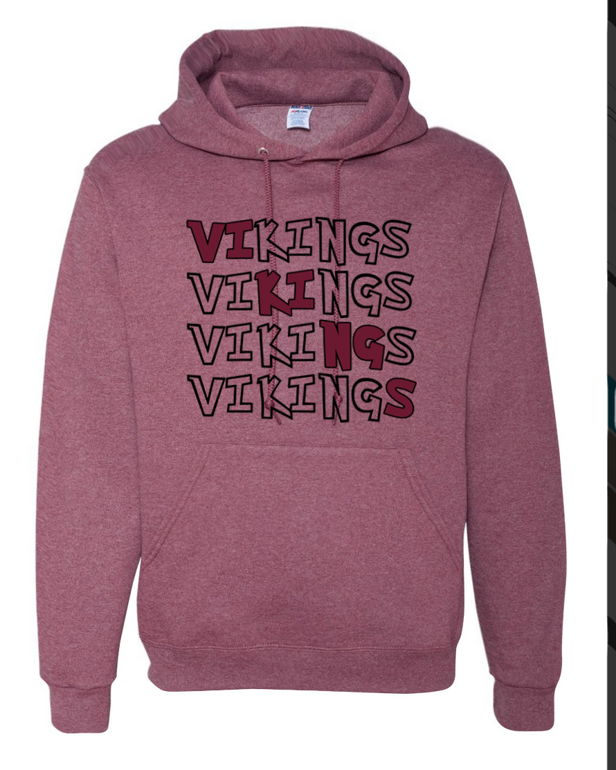Vikings - Heather Maroon (Black) - Hoodie