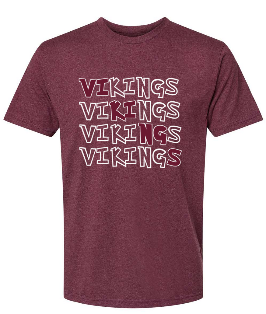 Vikings - Heather Maroon - White T-shirt