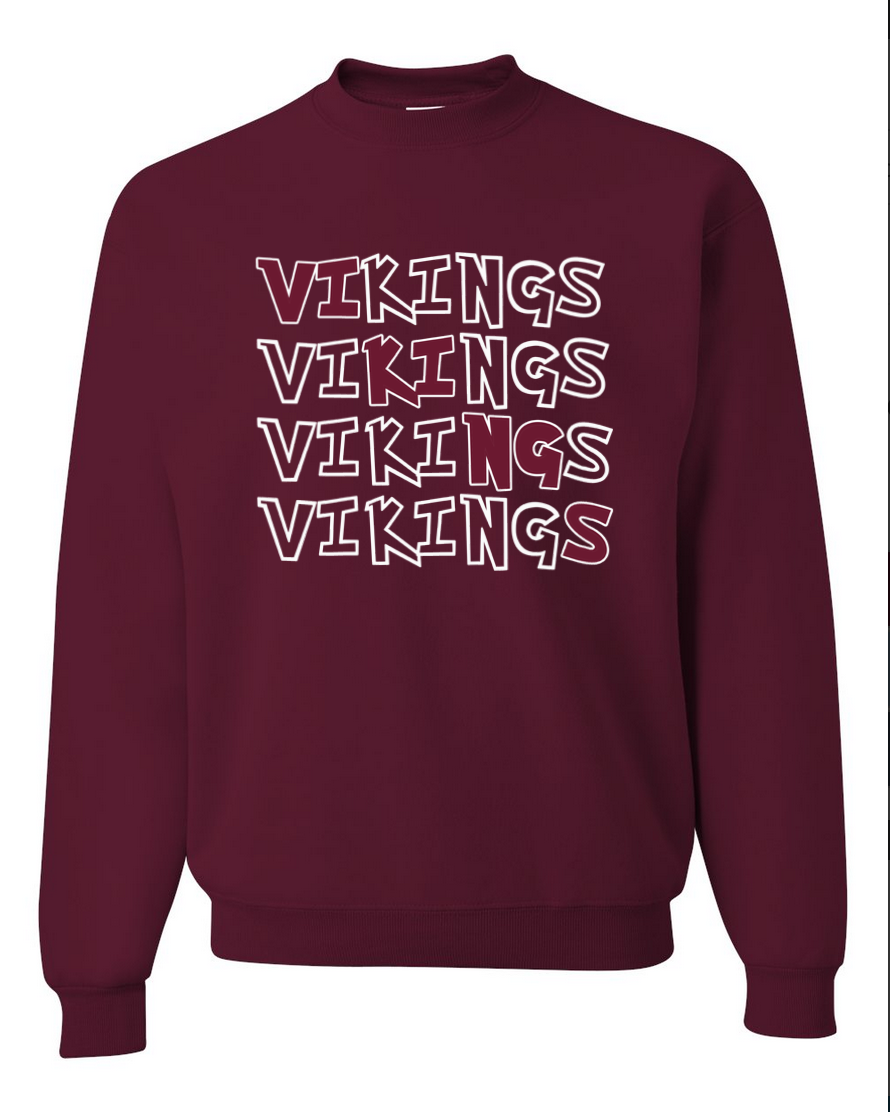 Vikings - Maroon (White) - Crewneck
