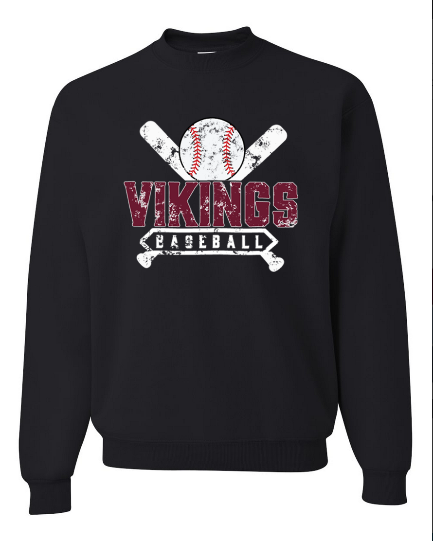 Waverly Baseball – Black Crewneck – White