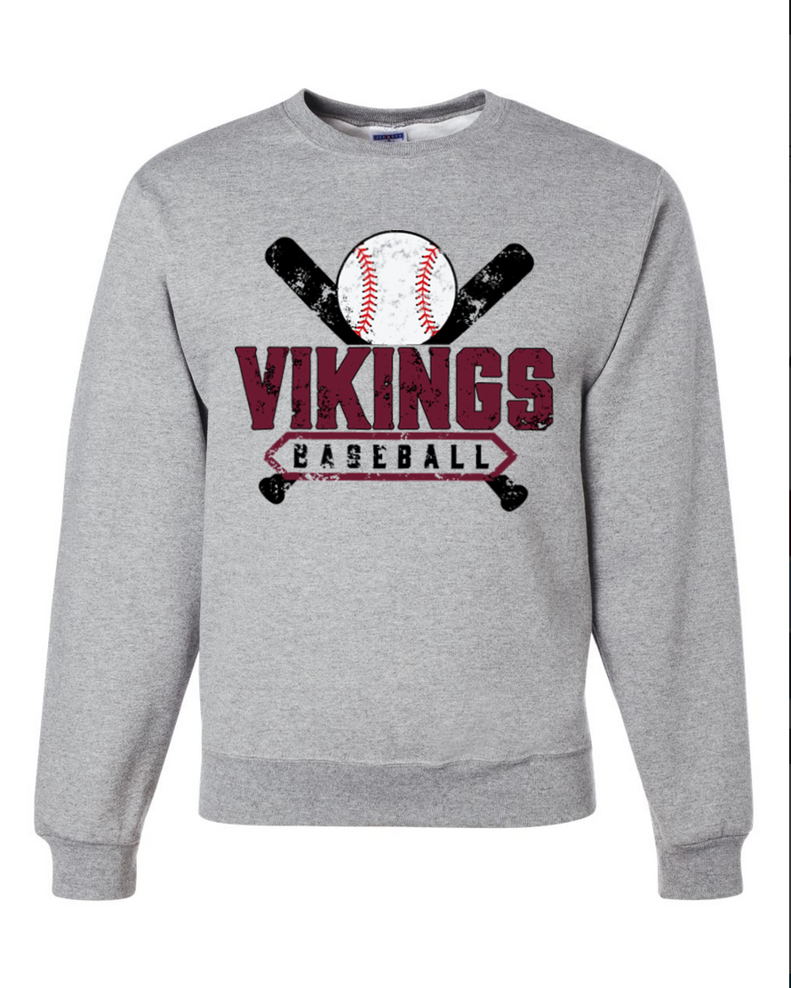 Waverly Baseball – Gray Crewneck – Black