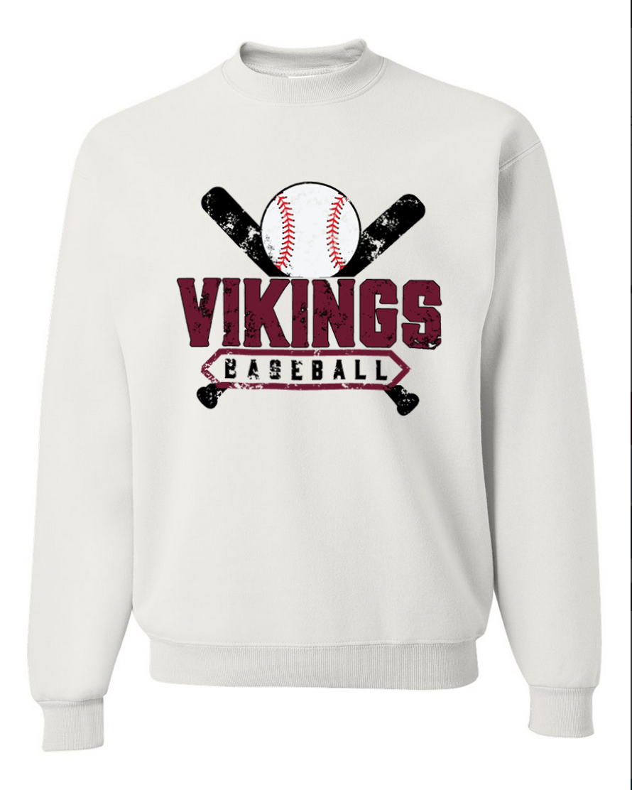 Waverly Baseball – White Crewneck – Black