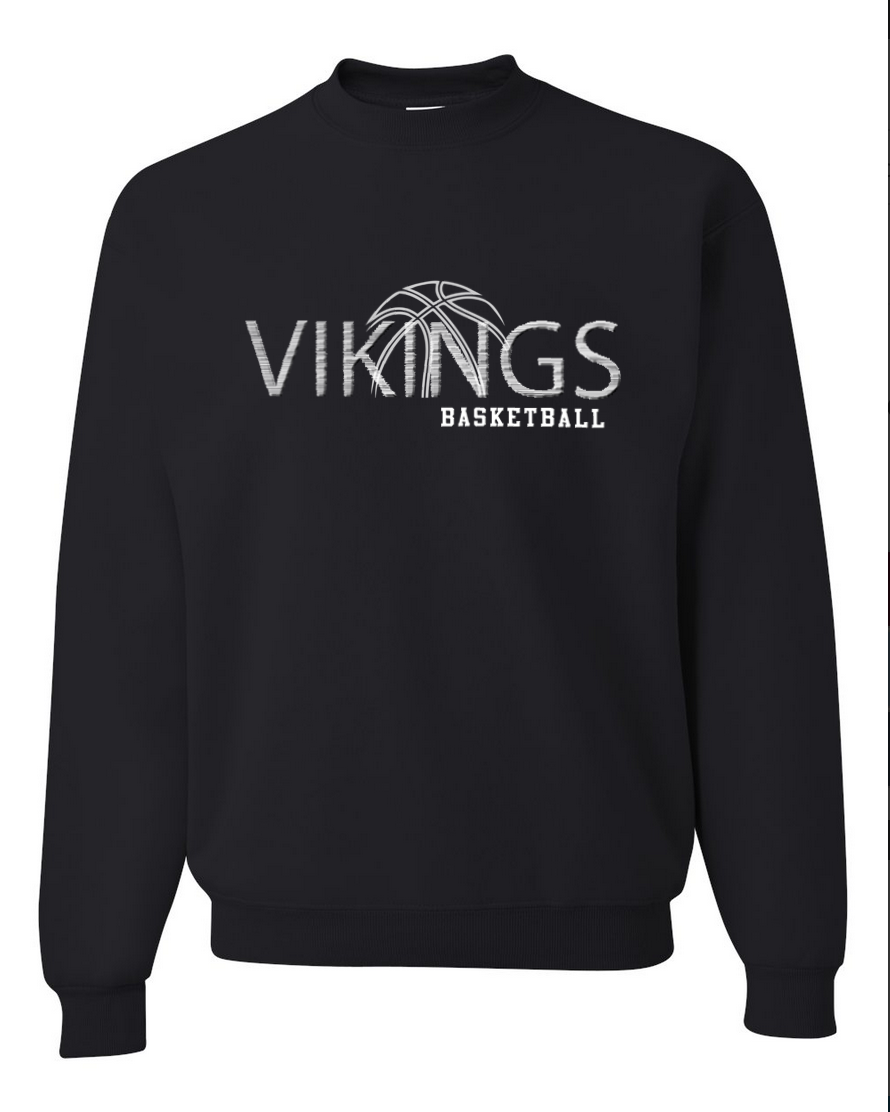 Waverly Basketball – Black Crewneck – White