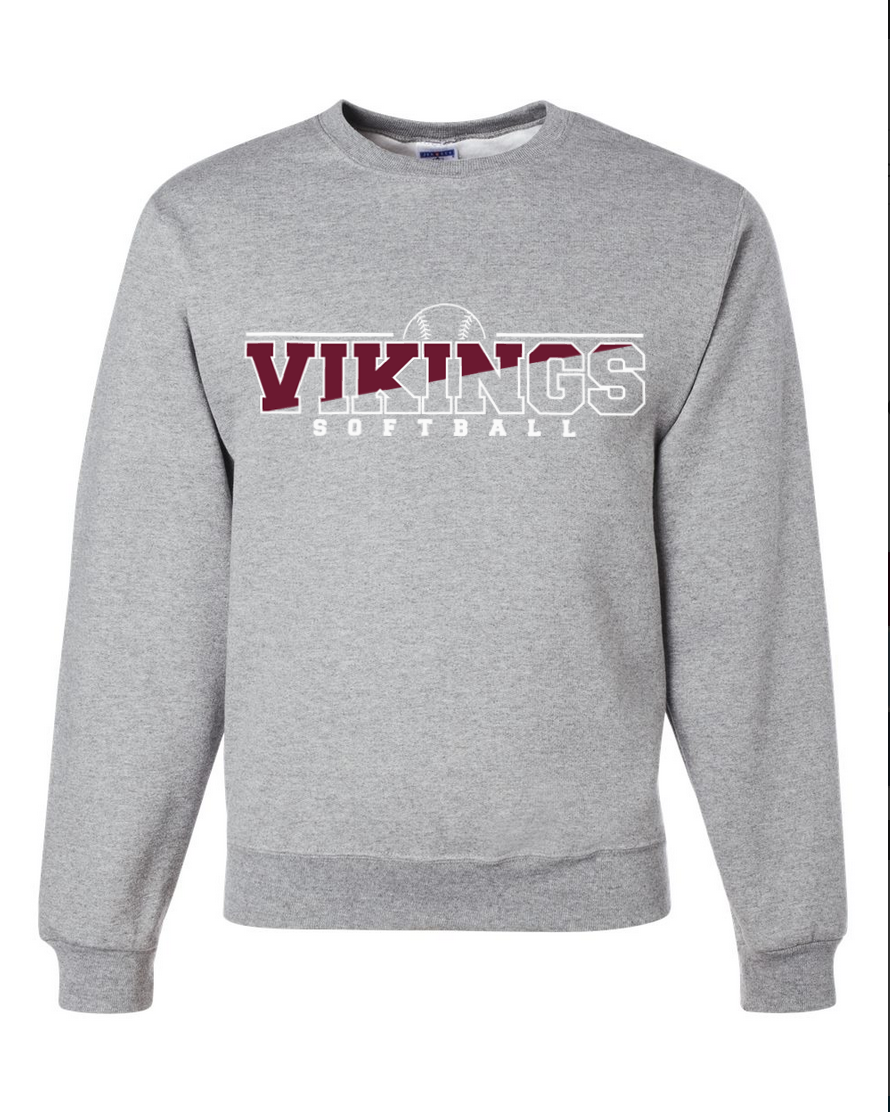 Waverly Softball – Gray/White Crewneck