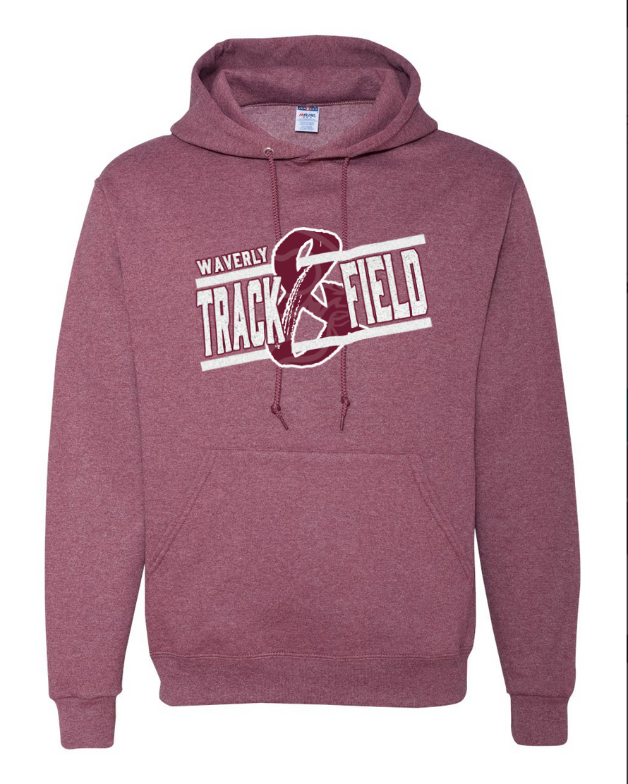 Waverly Track – Heather Maroon Hoodie – White