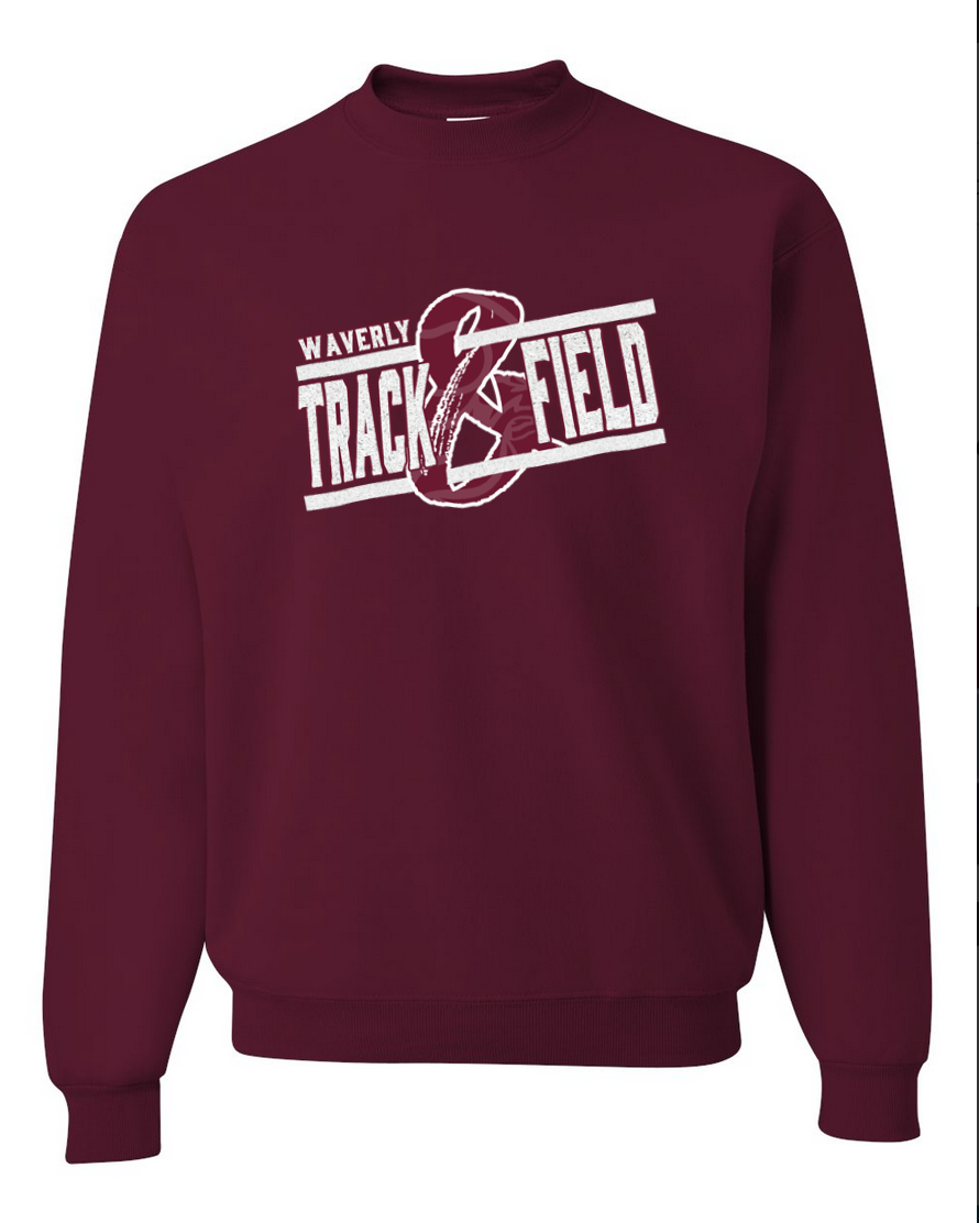 Waverly Track – Maroon Crewneck – White