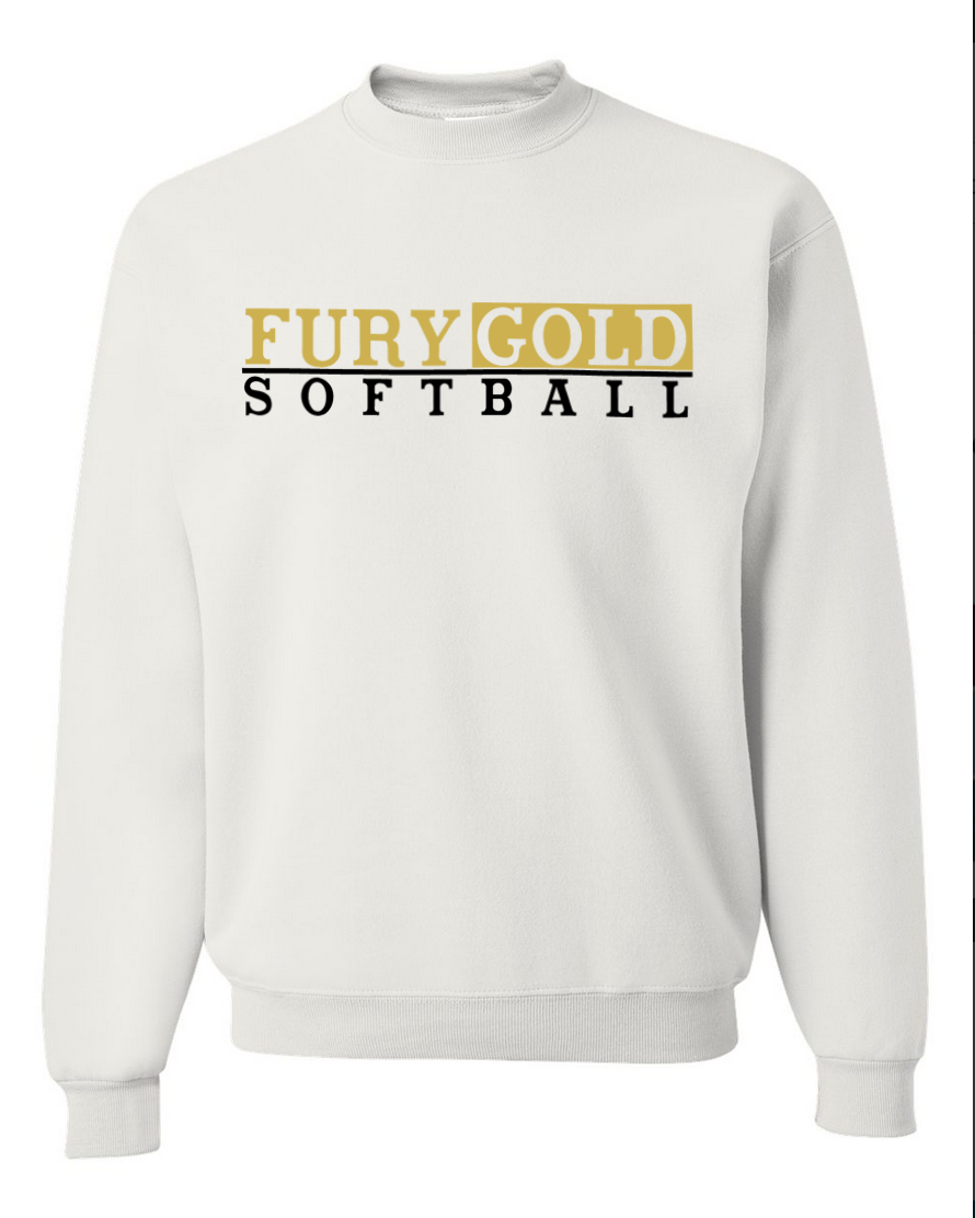 Fury Gold – Fury Gold Softball – White Crewneck