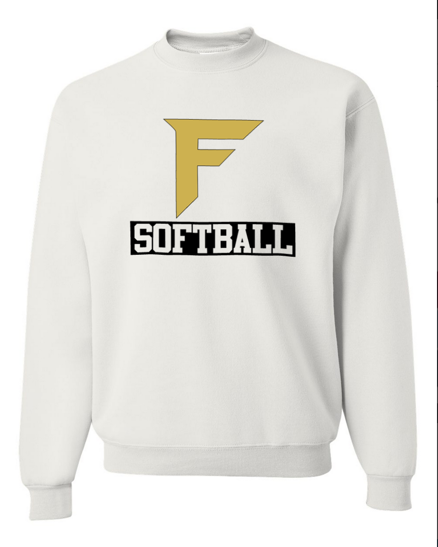 Fury Gold – F Softball/Black – White Crewneck