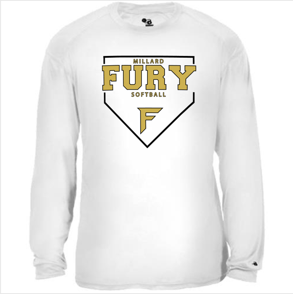 Fury Gold - Home Plate/Black - White Performance Long Sleeve