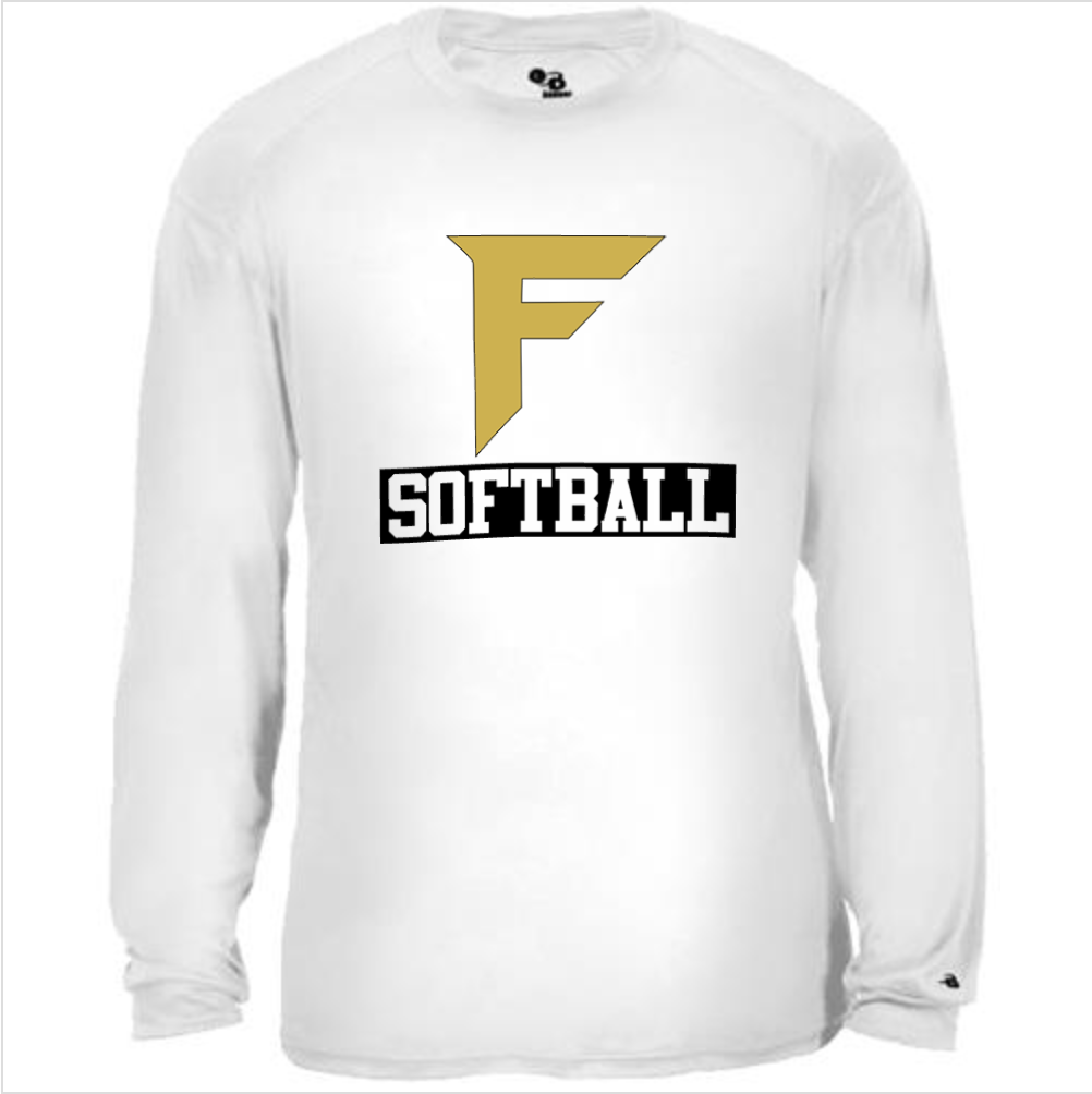 Fury Gold – F Softball/Black – White Performance Long Sleeve