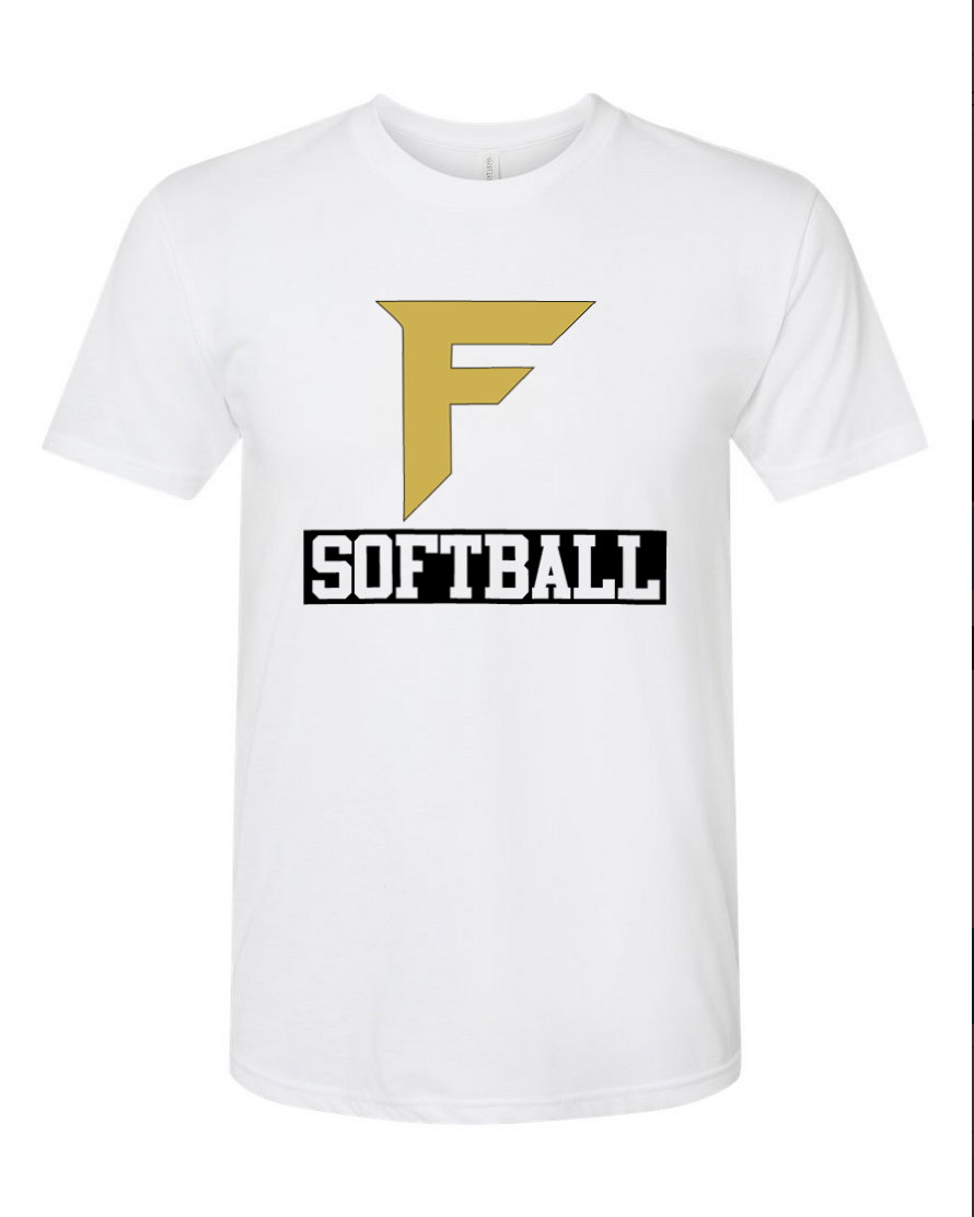 Fury Gold – F Softball/Black – White T-Shirt