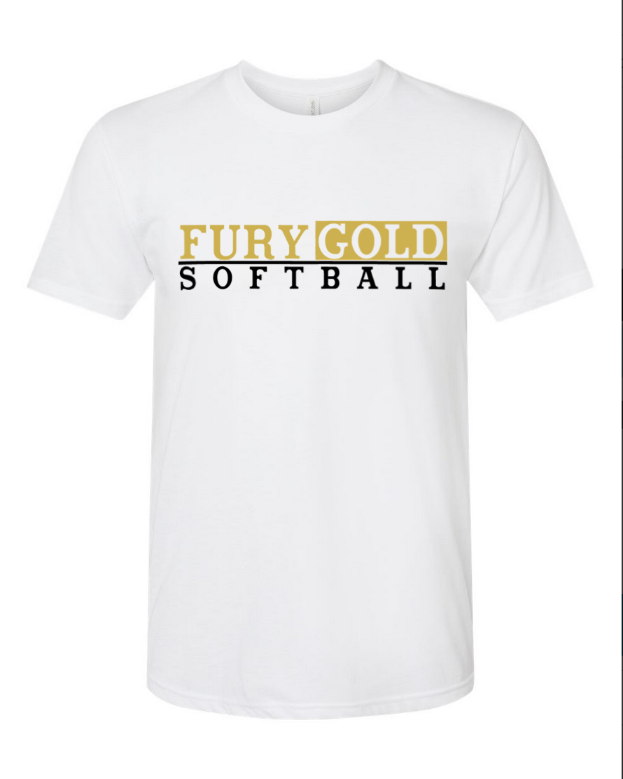 Fury Gold – Fury Gold Softball – White T-Shirt
