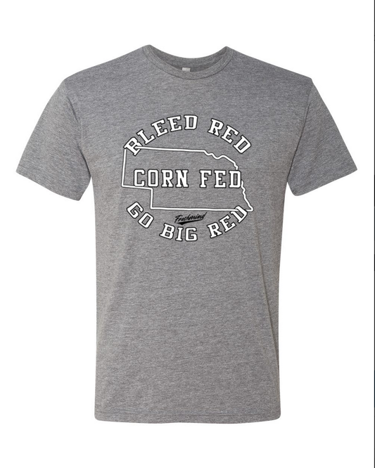 Bleed Red, Corn Fed, Go Big Red - Gray T-Shirt