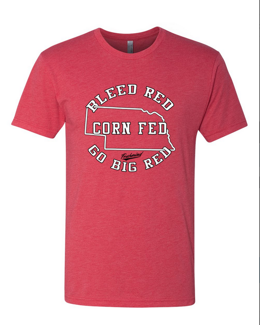 Bleed Red, Corn Fed, Go Big Red - Vingtage Red - T-Shirt