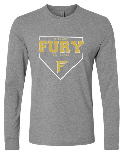Fury Gold – White Home Plate– Gray Long Sleeve