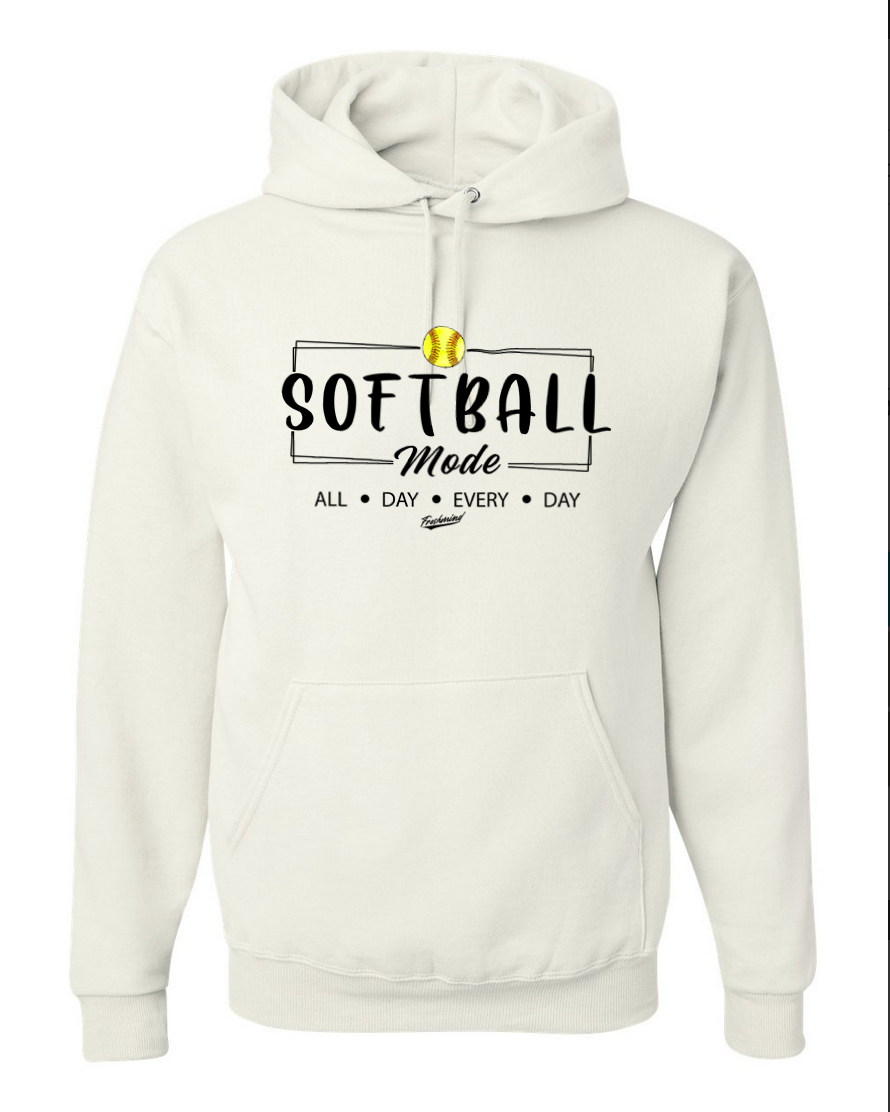 Softball Mode – White Hoodie