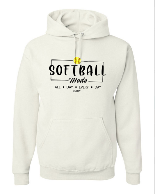 Softball Mode – White Hoodie