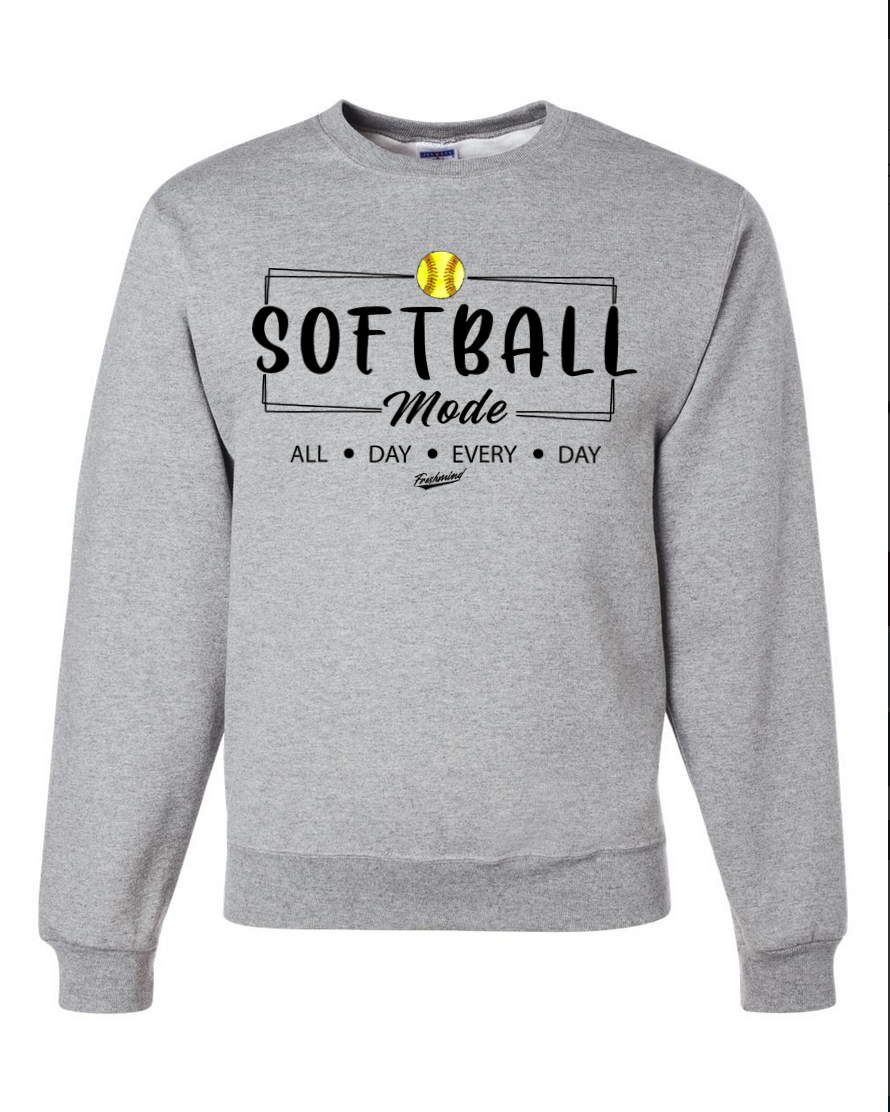 Softball Mode/Black – Gray Crewneck